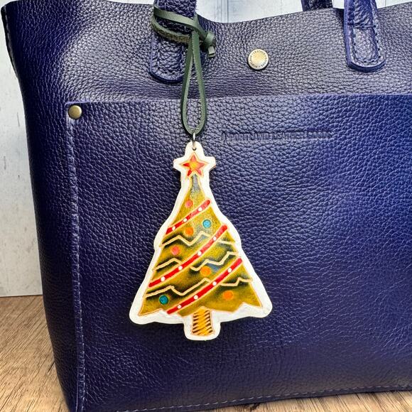 Christmas Tree Purse Charm Genuine Leather Bag Charm Christmas Tree Flair NEW - Picture 5 of 8